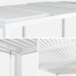 Pergola bioclimatica 3x6m in alluminio e acciaio + 4 tende 3m