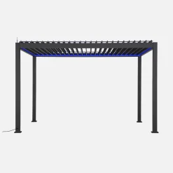Pergola bioclimatica 3x4m motorizzata in alluminio LED + tenda 4m