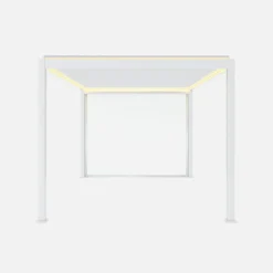 Pergola bioclimatica 3x4m motorizzata in alluminio LED + 1 tenda 3m