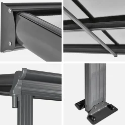 Pergola carport addossata 3x6m in alluminio con grondaia