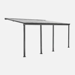 Pergola carport addossata 3x6m in alluminio con grondaia