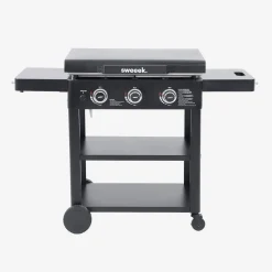 Piastra plancha a gas a 3 bruciatori con carrello