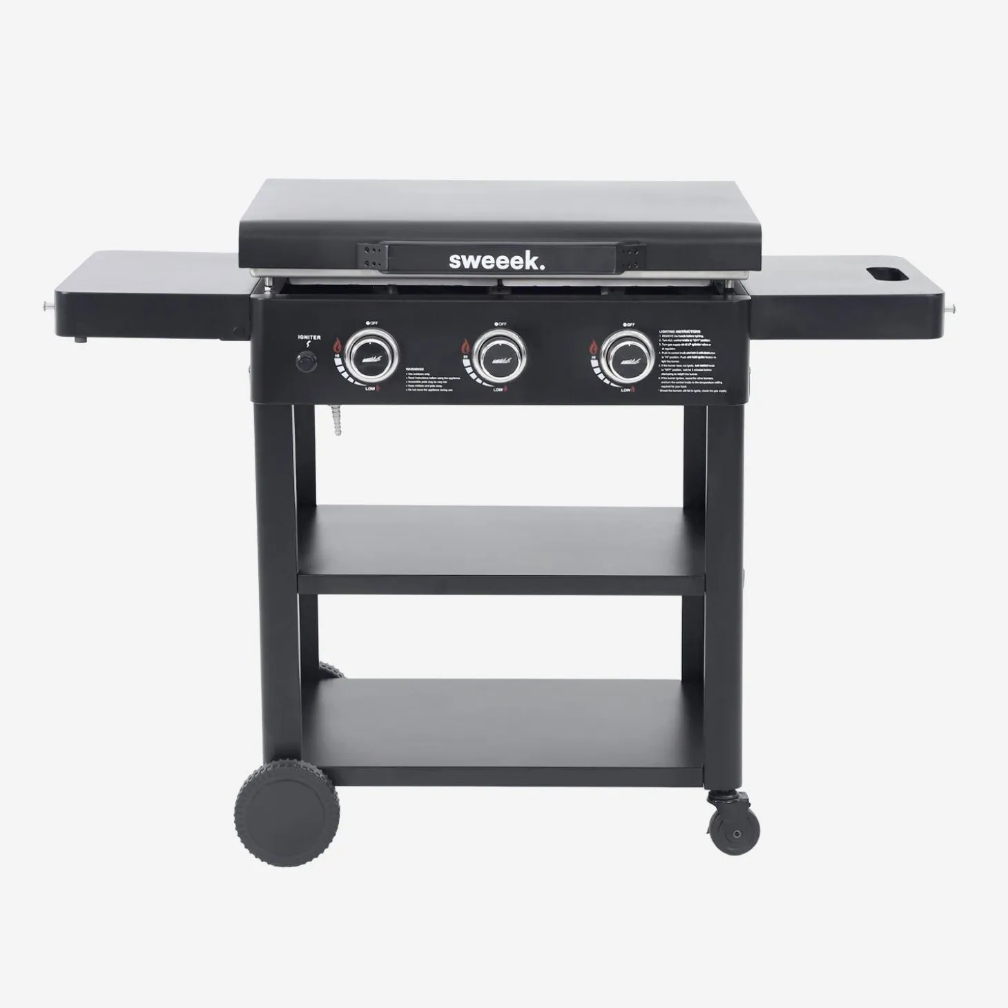 Piastra plancha a gas a 3 bruciatori con carrello