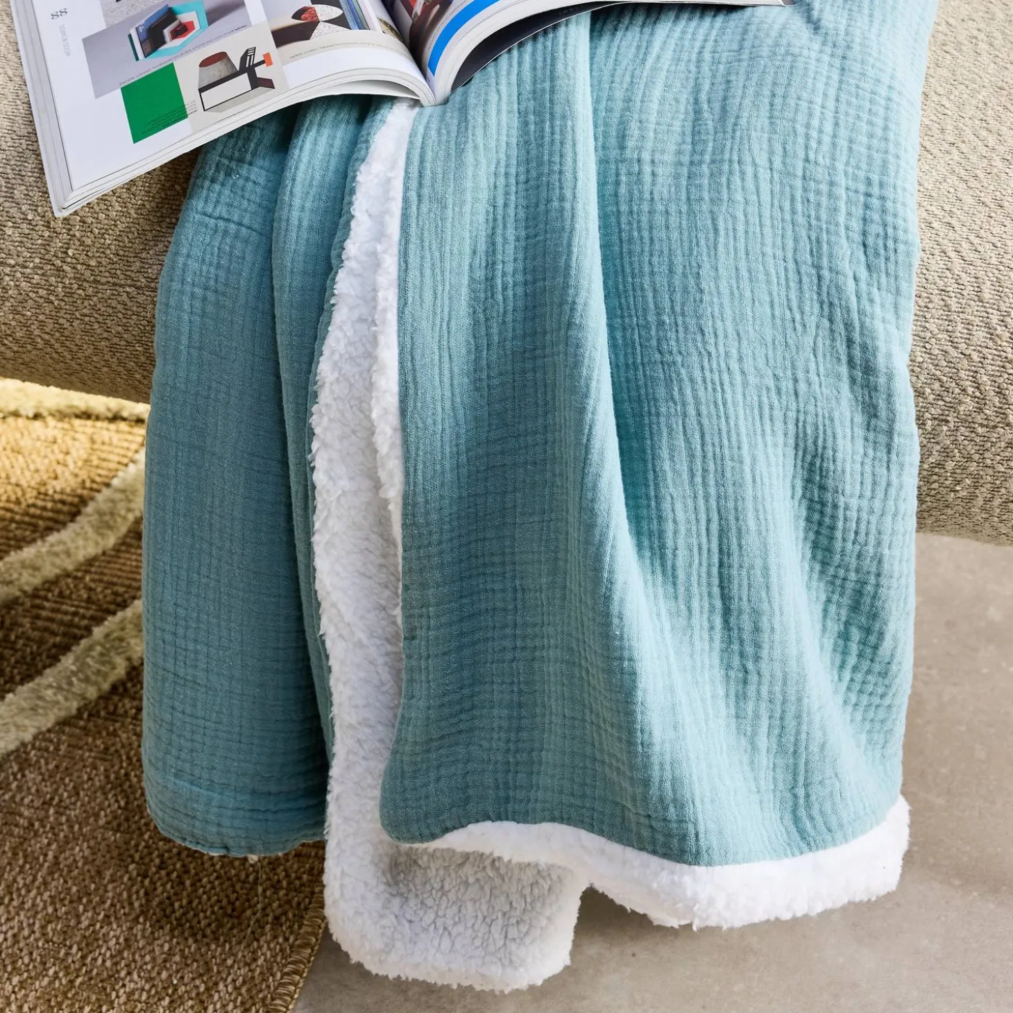 Plaid Sherpa e mussola di cotone , 170cm