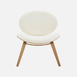 Poltrona con finiture effetto legno curvato e tessuto bouclé