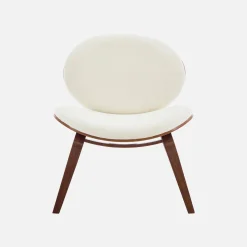 Poltrona con finiture effetto legno curvato e tessuto bouclé