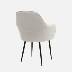 Poltrona in tessuto bouclé con gambe in metallo