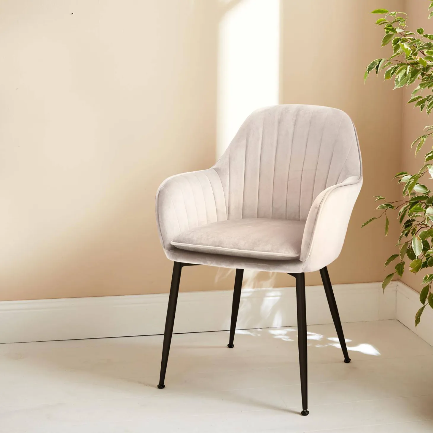 Poltrona in velluto con gambe in metallo