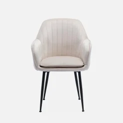 Poltrona in velluto con gambe in metallo