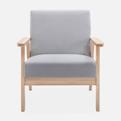 Poltrona scandinava in legno e tessuto