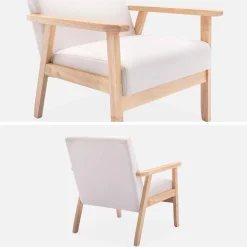 Poltrona scandinava in legno e tessuto