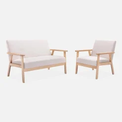 Poltrona scandinava in legno e tessuto