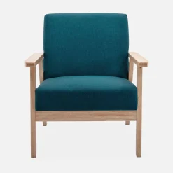 Poltrona scandinava in legno e tessuto
