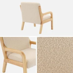 Poltrona scandinava per bambini in tessuto bouclé e legno