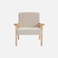 Poltrona scandinava per bambini in velluto a coste e legno di hevea