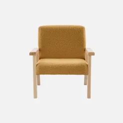 Poltrona scandinava per bambini in tessuto bouclé e legno di hevea