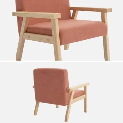 Poltrona scandinava per bambini in velluto a coste e legno di hevea