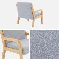 Poltrona scandinava per bambini in tessuto bouclé e legno