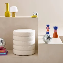Pouf contenitore in bouclé
