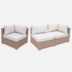 Salotto da giardino angolare in resina intrecciata, 8-10 posti