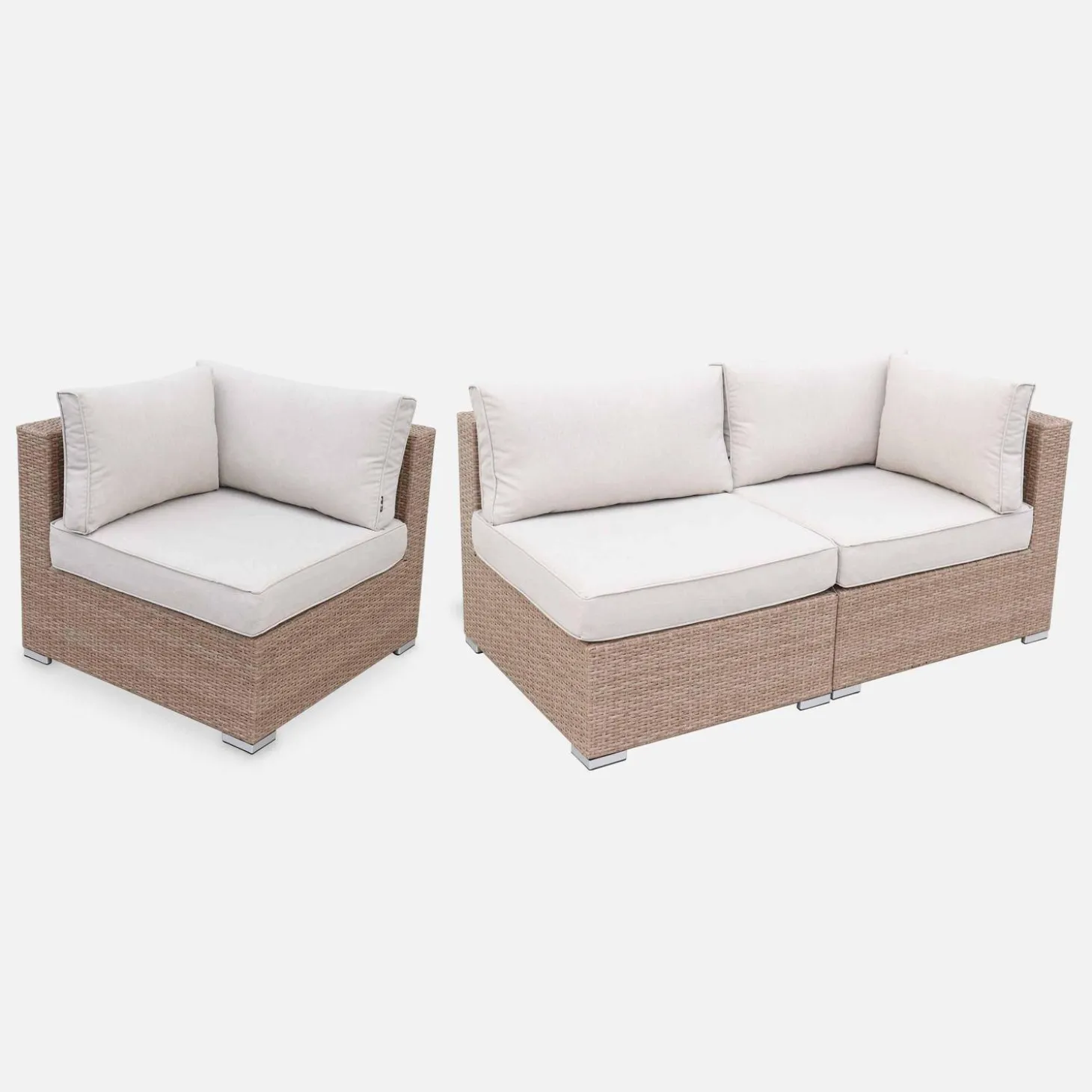 Salotto da giardino angolare in resina intrecciata, 8-10 posti