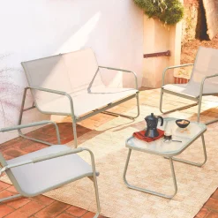 Salotto da giardino in acciaio, 4 posti