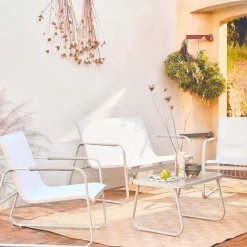 Salotto da giardino in acciaio, 4 posti