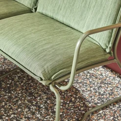 Salotto da giardino in acciaio, vetro e textilene, 4 posti