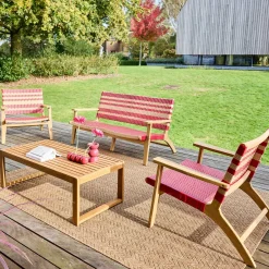 Salotto da giardino in legno di acacia e resina, 4 posti