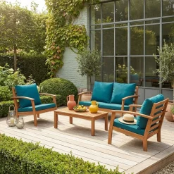 Salotto da giardino in legno, 4 posti