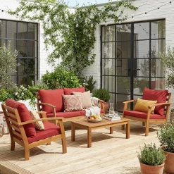 Salotto da giardino in legno, 4 posti