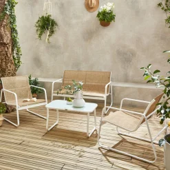 Salotto da giardino in metallo, 4 posti