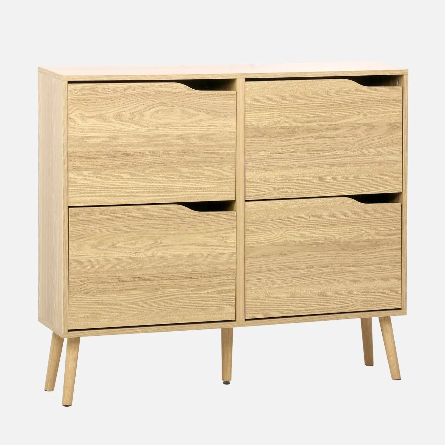 Scarpiera con decoro effetto legno, 4 ante
