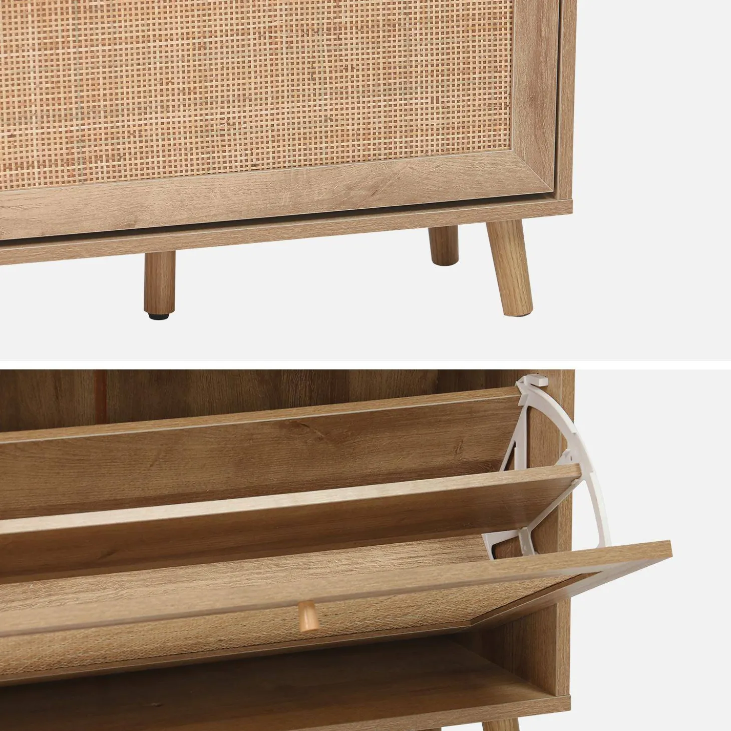 Scarpiera con decoro in canna, 3 ante