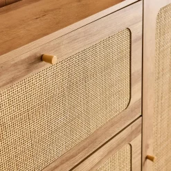 Scarpiera con decoro in legno e canna, 3 ante