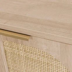 Scrivania effetto legno e cannage 2 cassetti