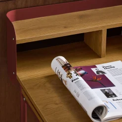 Scrivania in metallo e legno con 3 vani