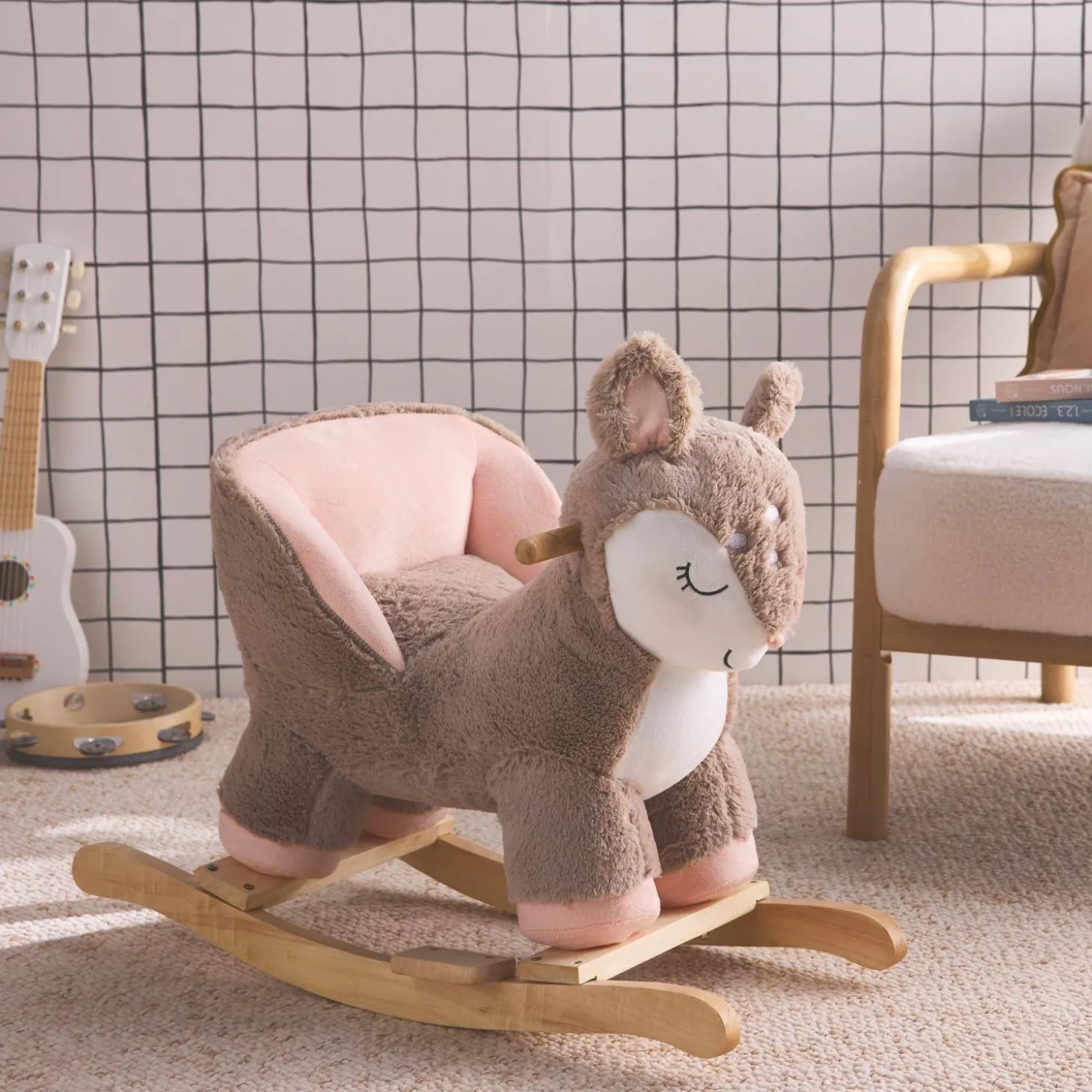 Sedia a dondolo cerbiatto per bambini