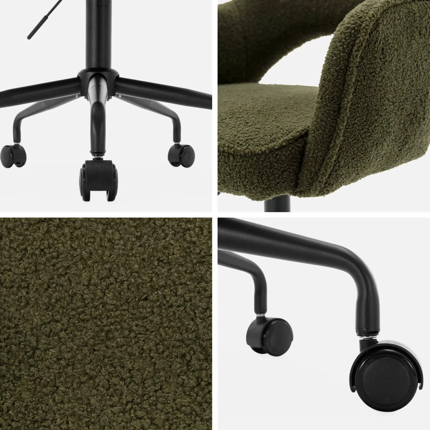 Sedia da ufficio bouclé con rotelle