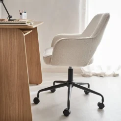 Sedia da ufficio bouclé con rotelle