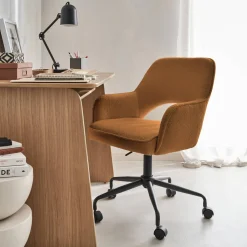 Sedia da ufficio bouclé con rotelle
