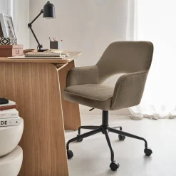 Sedia da ufficio bouclé con rotelle