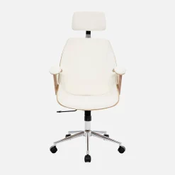 Sedia da ufficio con rotelle, effetto legno curvato e similpelle