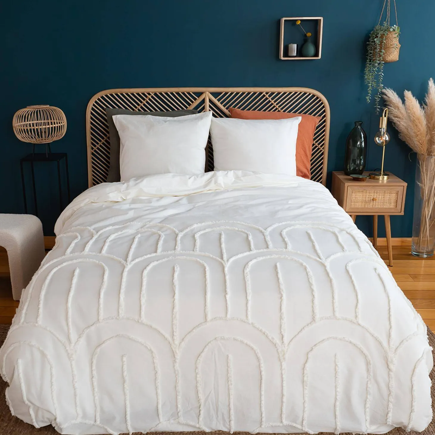 Set biancheria da letto con archi in cotone lavato, 2 posti