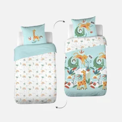 Set biancheria da letto cotone reversibile stampato savana / arcobaleno, 140 cm
