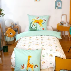 Set biancheria da letto cotone reversibile stampato savana / arcobaleno, 140 cm