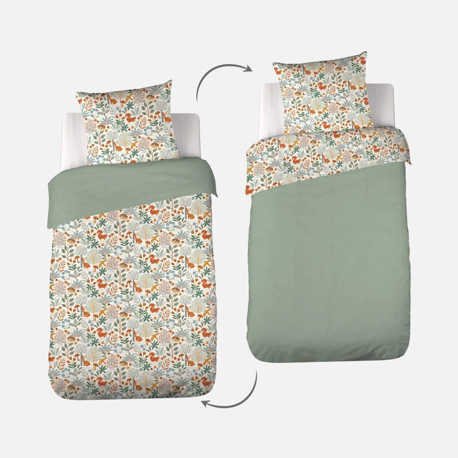 Set biancheria da letto cotone reversibile stampato autunno singola, 140cm
