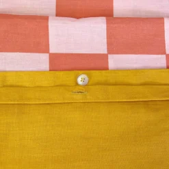Set biancheria da letto in cotone con motivo a scacchi rosso e arancione, 2 posti