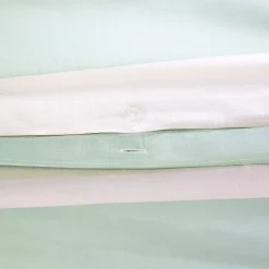 Set biancheria da letto in cotone a righe bianco e verde, 2 posti