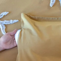 Set biancheria da letto in cotone color senape, 2 posti